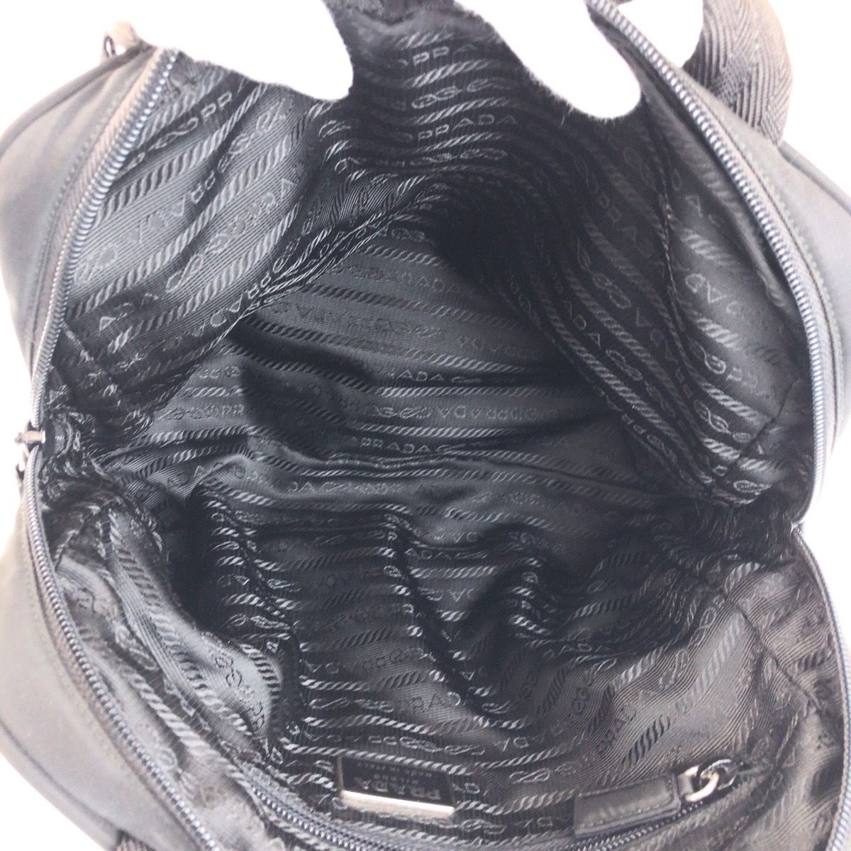 Prada Tessuto Black Silver Nylon Leather Tote — view 8