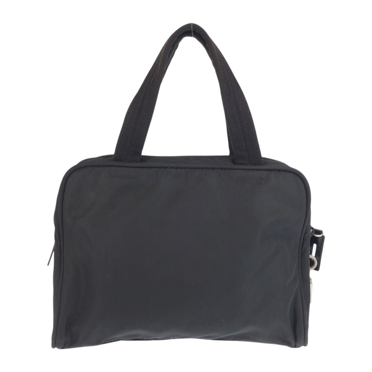 Prada Tessuto Black Silver Nylon Leather Tote — view 2