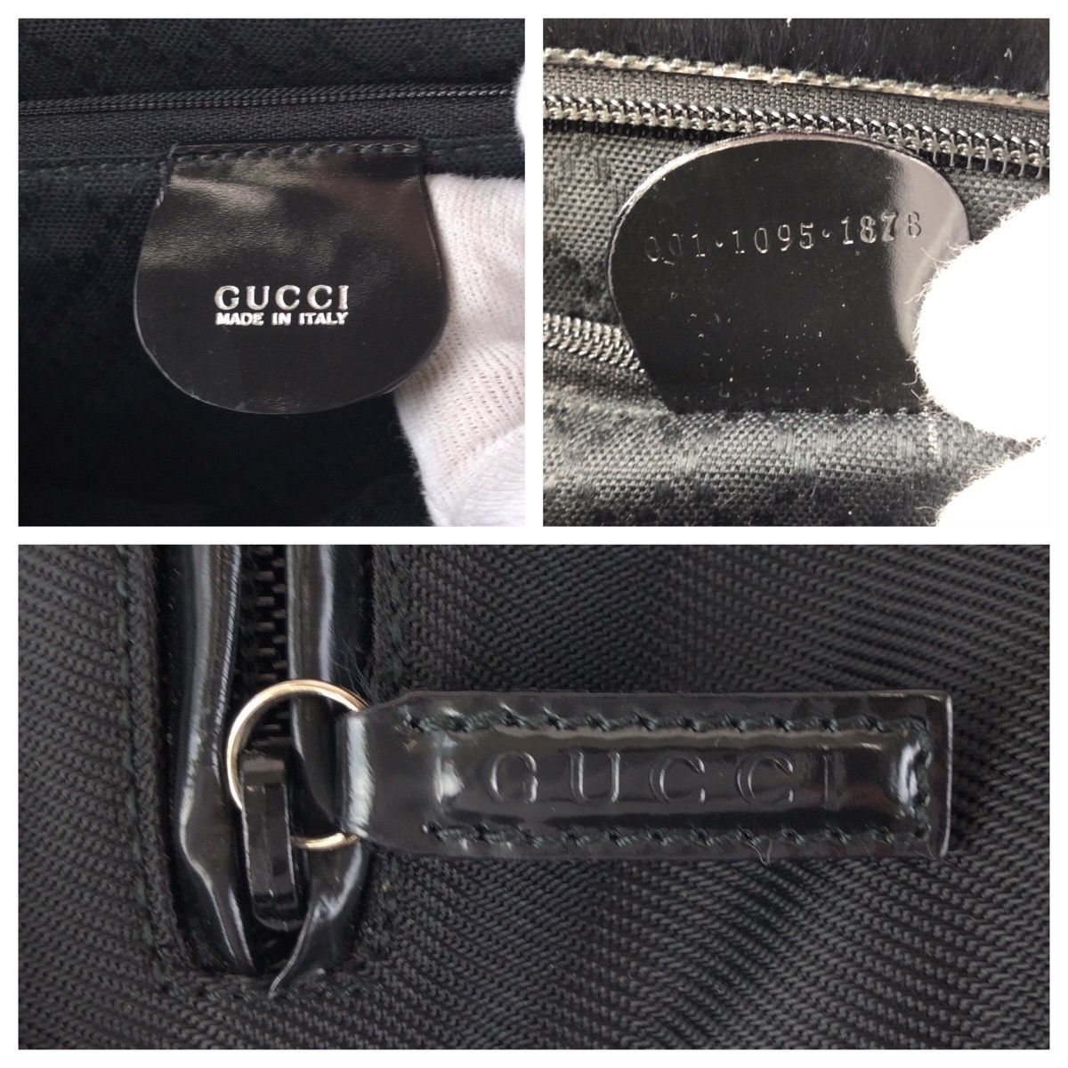 Gucci Bamboo Black Silver Nylon Leather 001 Tote — view 4