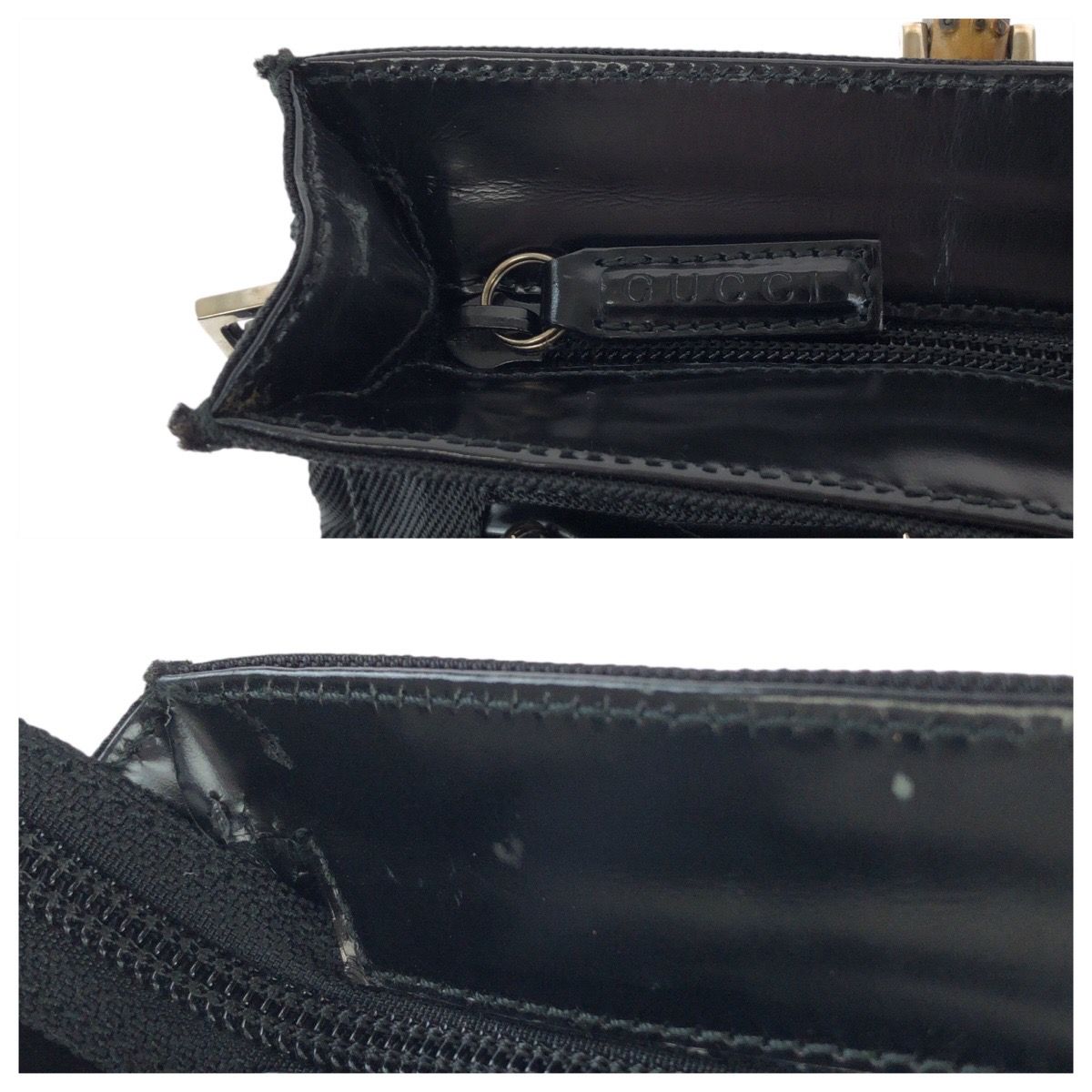 Gucci Bamboo Black Silver Nylon Leather 001 Tote — view 6