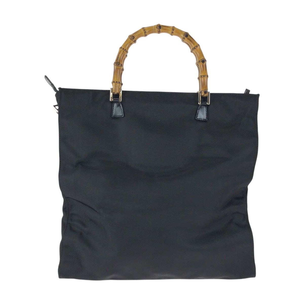 Gucci Bamboo Black Silver Nylon Leather 001 Tote — view 2