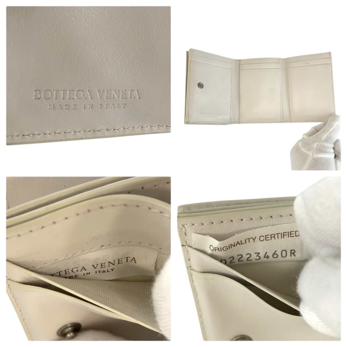 Bottega Veneta White Silver Compact Wallet — view 3