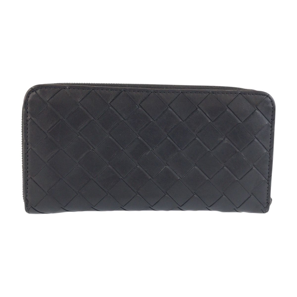 Bottega Veneta Intrecciato Round Zip Black Leather Wallet — view 2