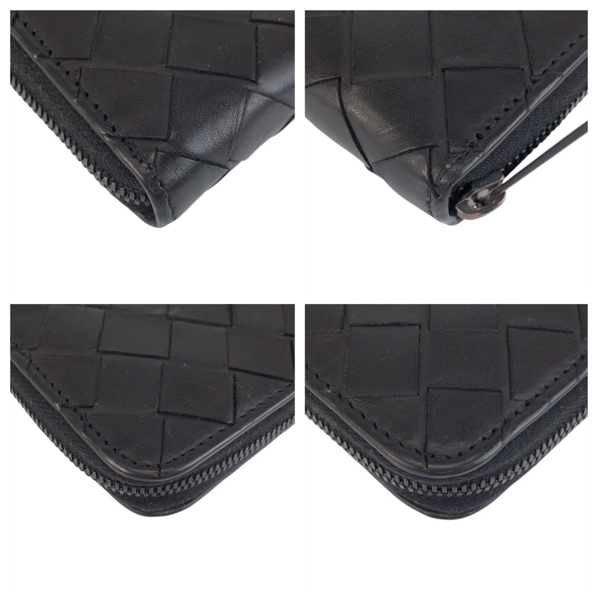 Bottega Veneta Intrecciato Round Zip Black Leather Wallet — view 4
