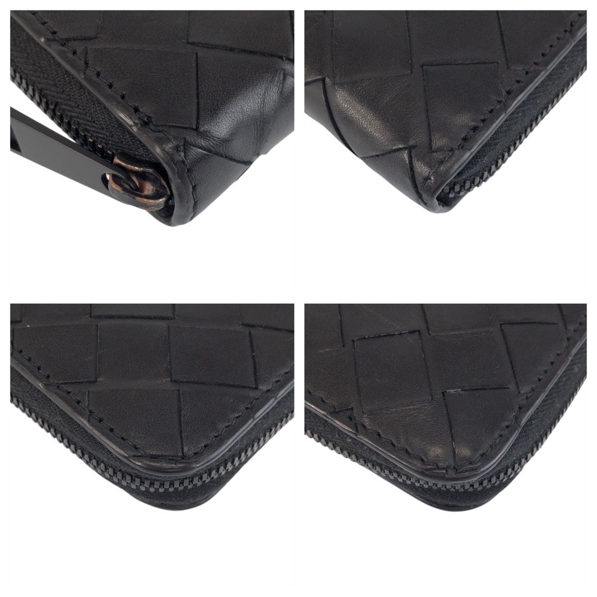 Bottega Veneta Intrecciato Round Zip Black Leather Wallet — view 3