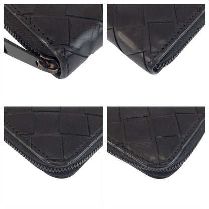 Bottega Veneta Intrecciato Round Zip Black Leather Wallet — view 3