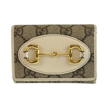 Gucci Horsebit Beige Ivory GG Supreme Canvas Fold Wallet Compact