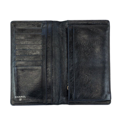 Chanel Quilted Navy Silver Leather Wallet — view 8