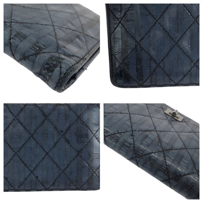 Chanel Quilted Navy Silver Leather Wallet — view 6