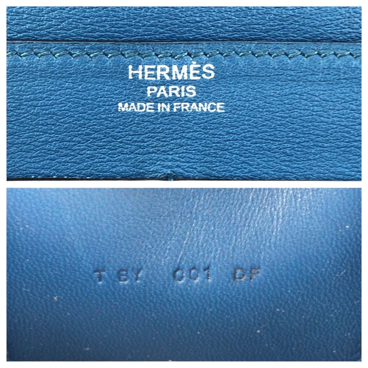 Hermes Dogon GM Blue Jean Silver Togo Wallet — view 5