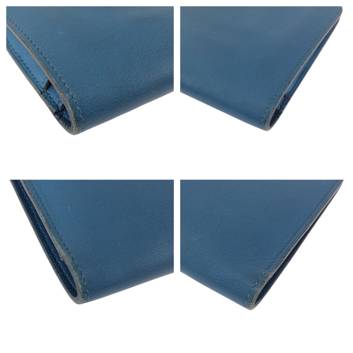 Hermes Dogon GM Blue Jean Silver Togo Wallet — view 4