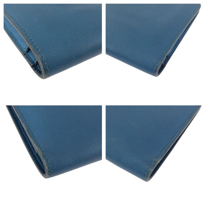 Hermes Dogon GM Blue Jean Silver Togo Wallet — view 4
