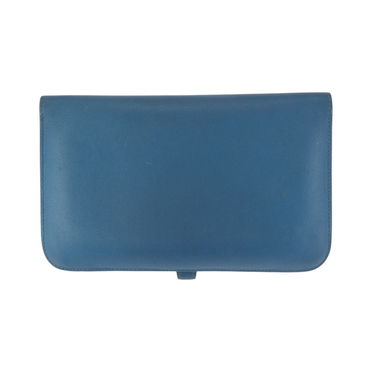 Hermes Dogon GM Blue Jean Silver Togo Wallet — view 2