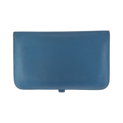 Hermes Dogon GM Blue Jean Silver Togo Wallet — view 2