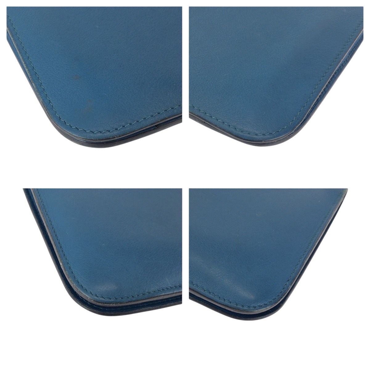 Hermes Dogon GM Blue Jean Silver Togo Wallet — view 3