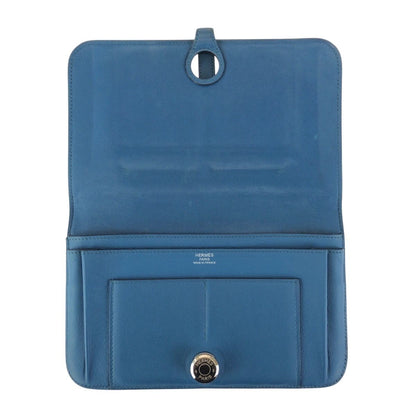 Hermes Dogon GM Blue Jean Silver Togo Wallet — view 8