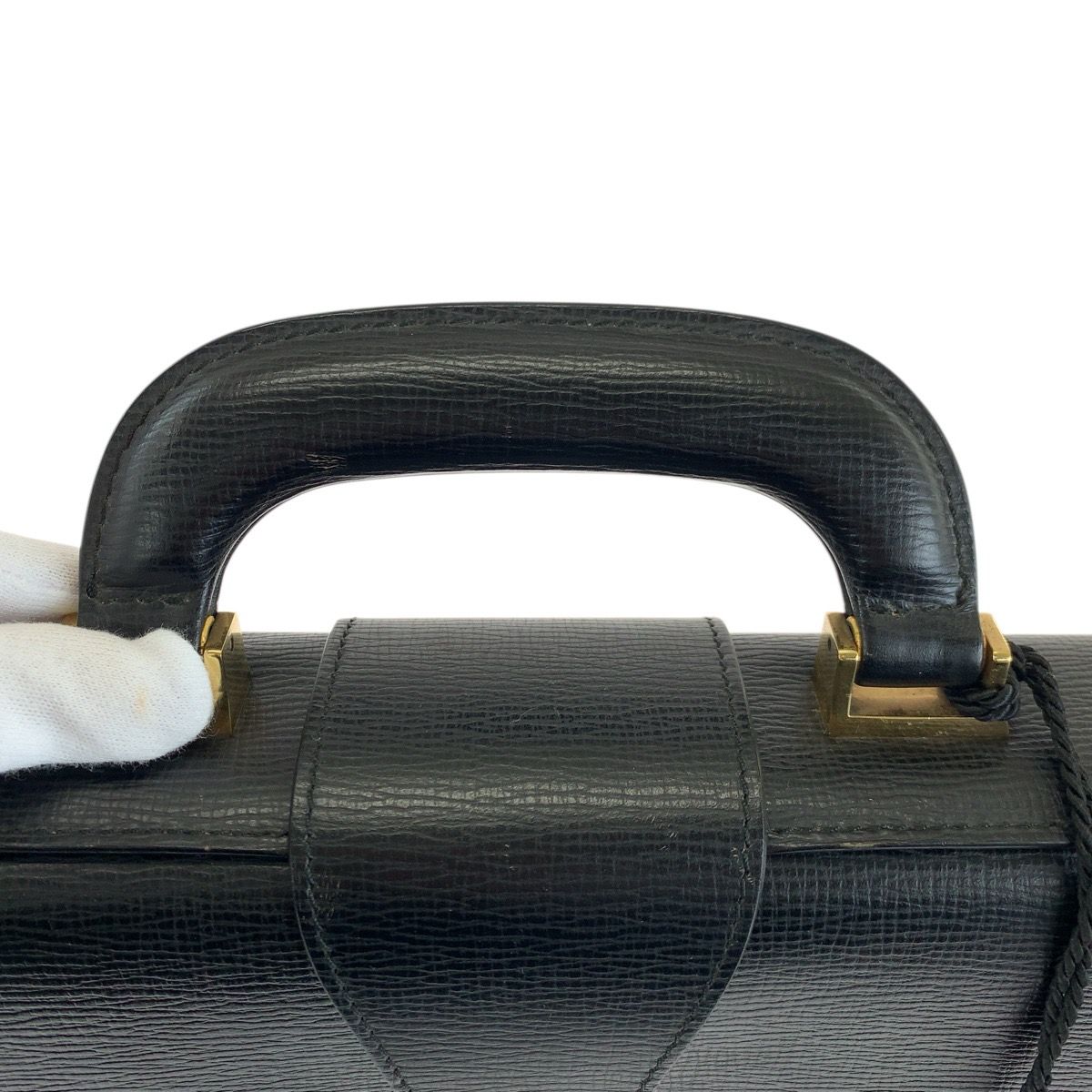 Loewe Anagram Black Gold Leather Business Briefcase — view 8