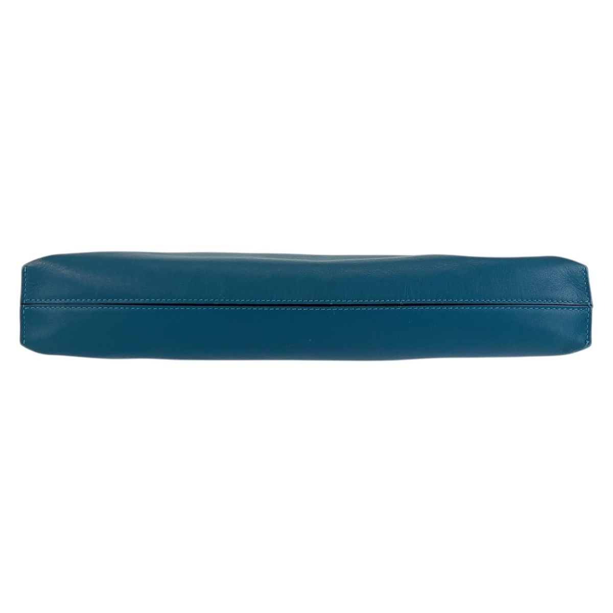 Loewe Anagram Turquoise Blue Silver Leather Clutch — view 8