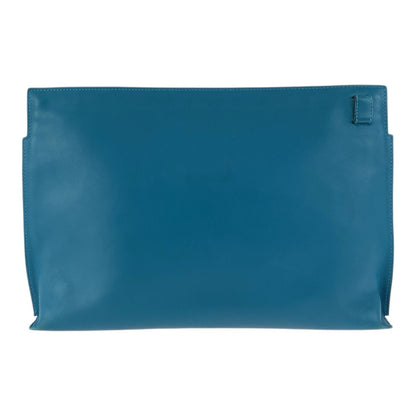 Loewe Anagram Turquoise Blue Silver Leather Clutch — view 2