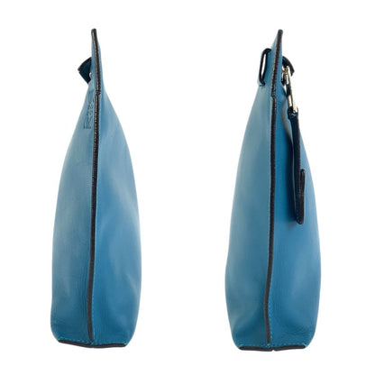 Loewe Anagram Turquoise Blue Silver Leather Clutch — view 6