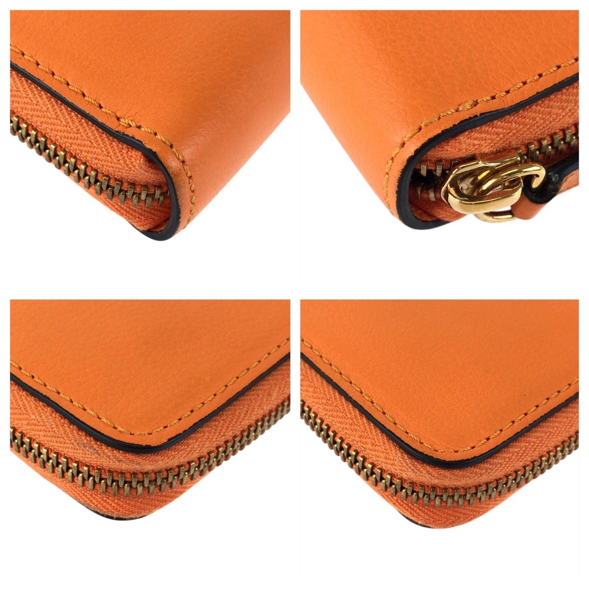 Versace Medusa Zip Around Orange Gold Leather Wallet — view 4
