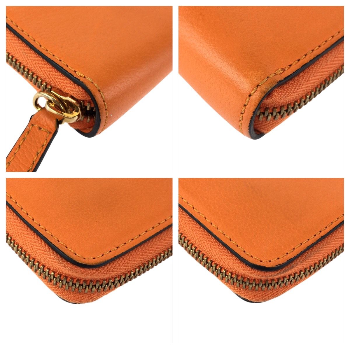 Versace Medusa Zip Around Orange Gold Leather Wallet — view 3