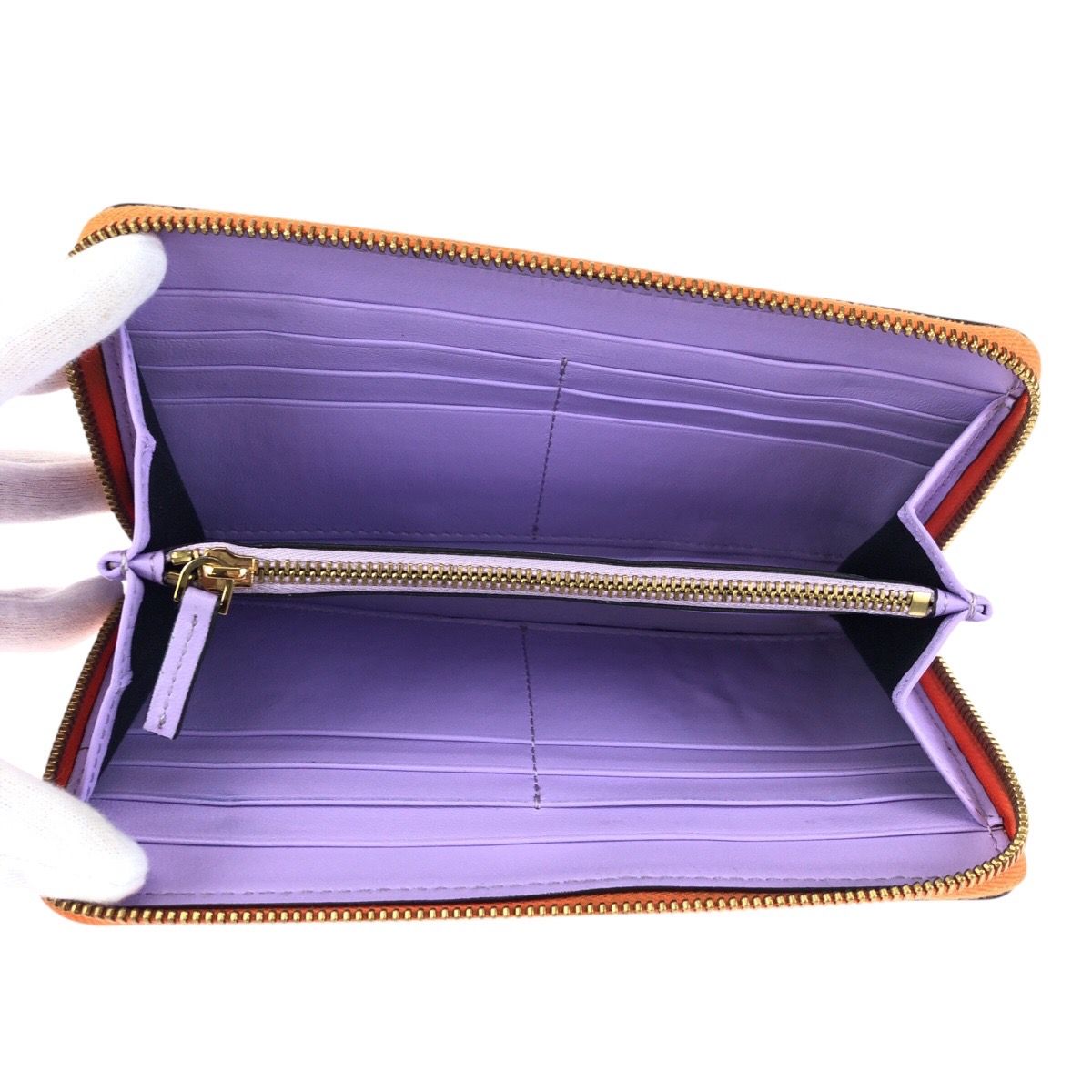 Versace Medusa Zip Around Orange Gold Leather Wallet — view 6