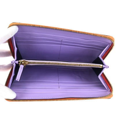 Versace Medusa Zip Around Orange Gold Leather Wallet — view 6