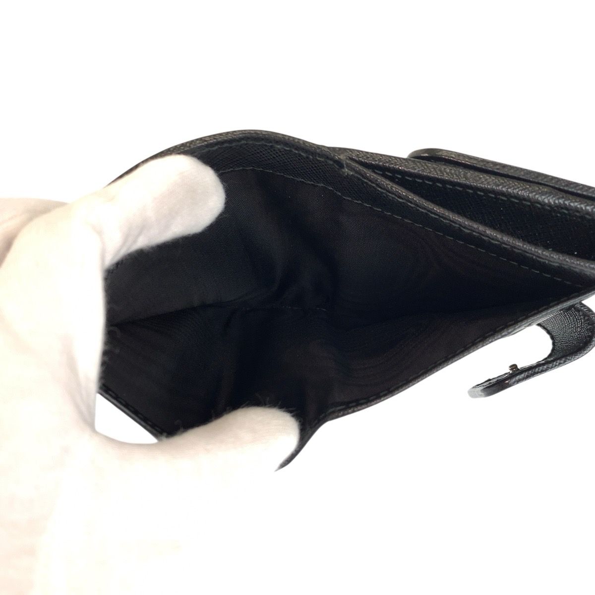 Prada Tessuto Triangular Black Silver Nylon Compact Wallet — view 5