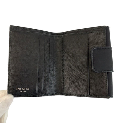 Prada Tessuto Triangular Black Silver Nylon Compact Wallet — view 4