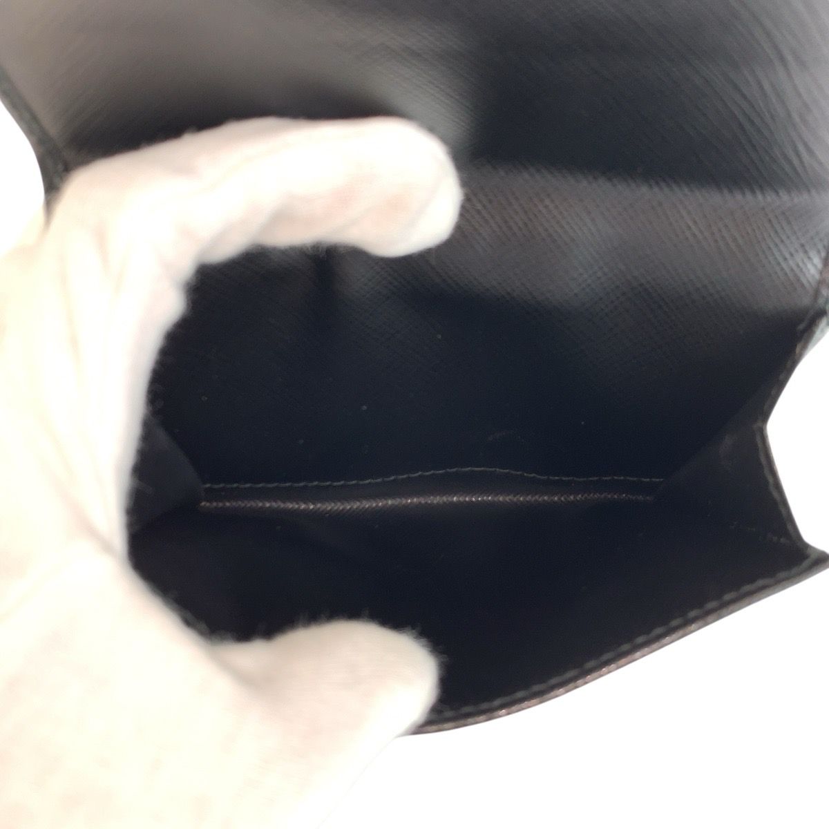 Prada Tessuto Triangular Black Silver Nylon Compact Wallet — view 6
