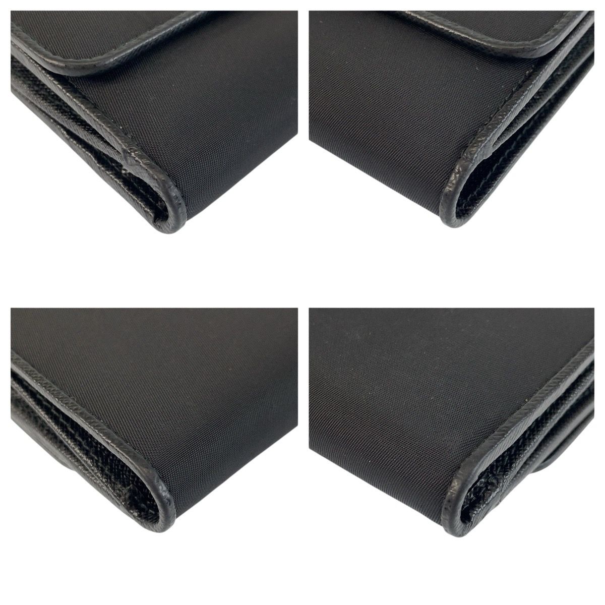 Prada Tessuto Triangular Black Silver Nylon Compact Wallet — view 7