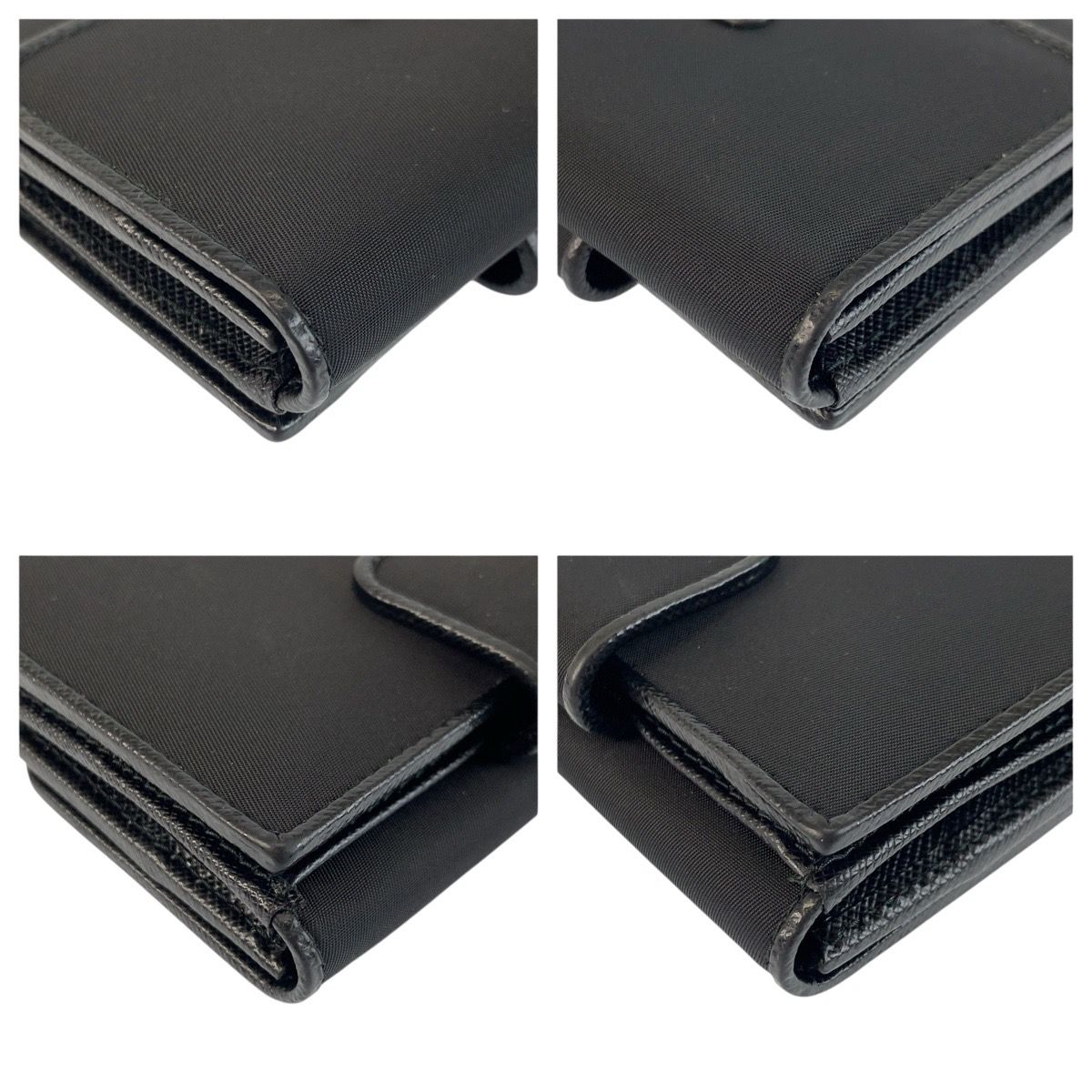 Prada Tessuto Triangular Black Silver Nylon Compact Wallet — view 8