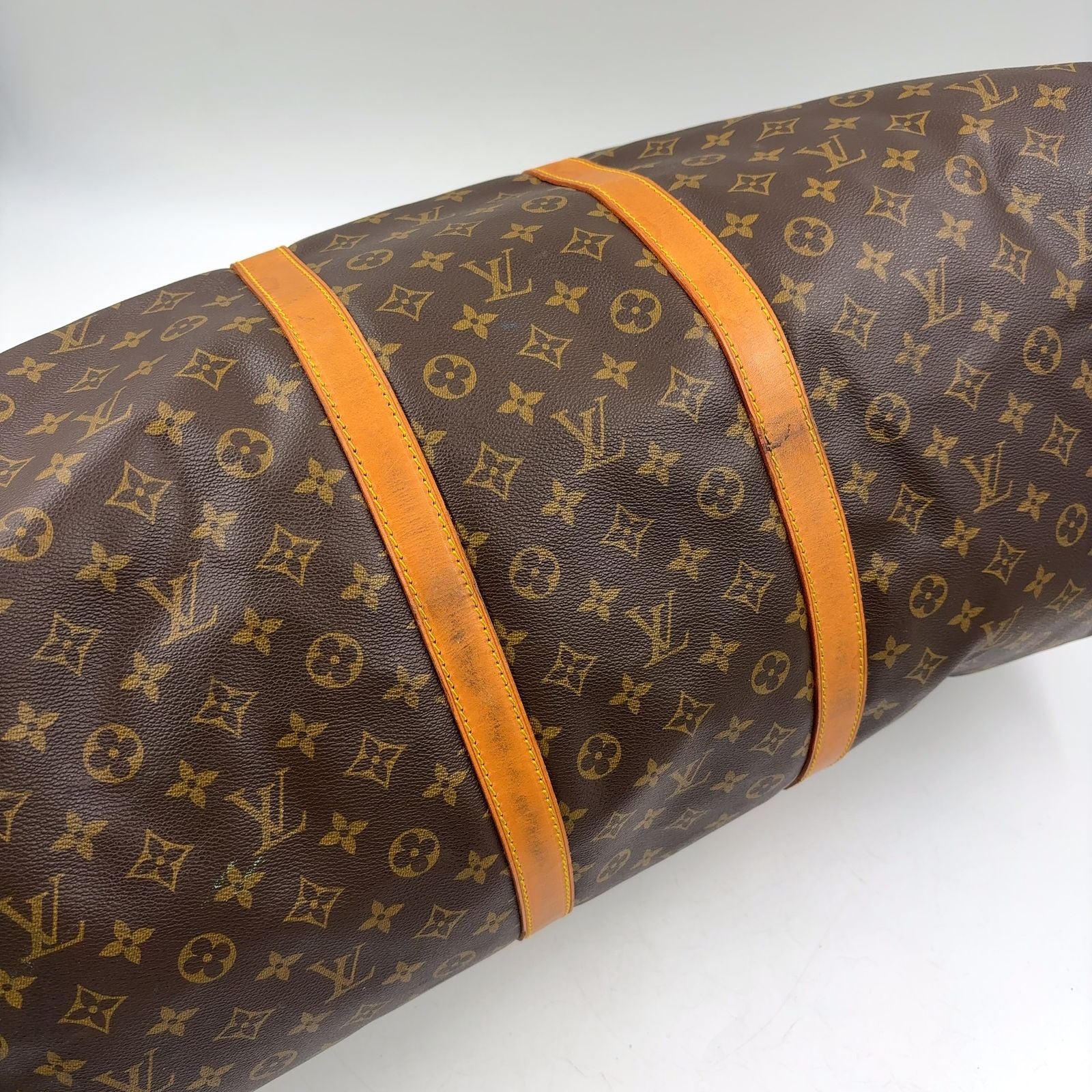Louis Vuitton Keepall Bandouliere 60 Monogram Leather Brown Boston Bag Gold — view 7