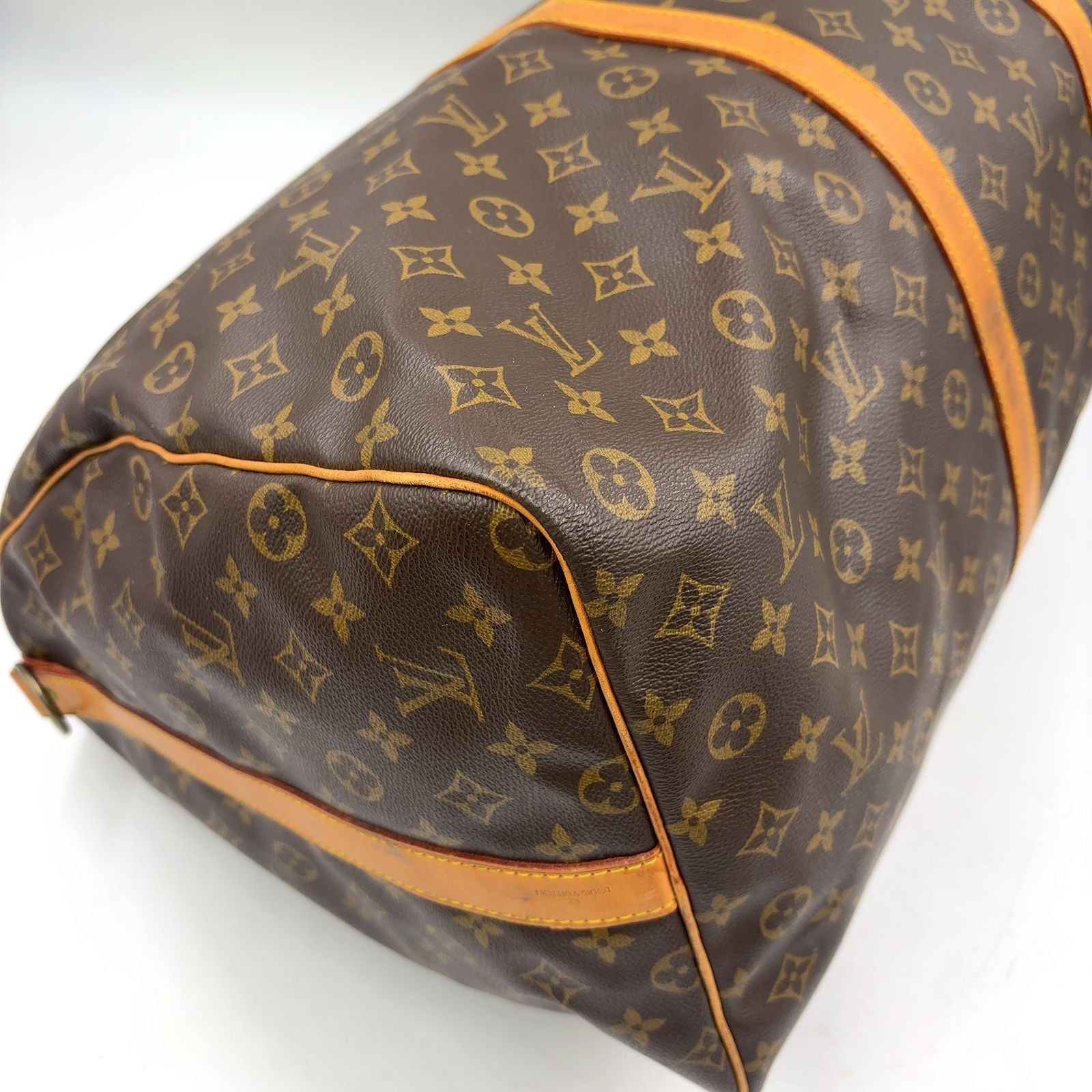 Louis Vuitton Keepall Bandouliere 60 Monogram Leather Brown Boston Bag Gold — view 8