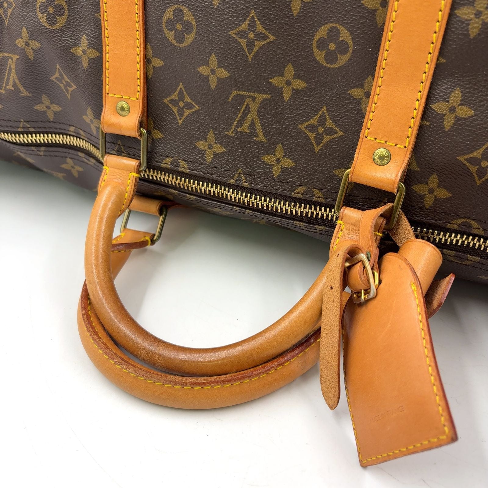 Louis Vuitton Keepall Bandouliere 60 Monogram Leather Brown Boston Bag Gold — view 4