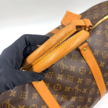 Louis Vuitton Keepall Bandouliere 60 Monogram Leather Brown Boston Bag Gold — view 5