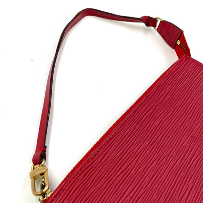 Louis Vuitton Pochette Accessoire Epi Castilian Red Leather Handbag Gold — view 5