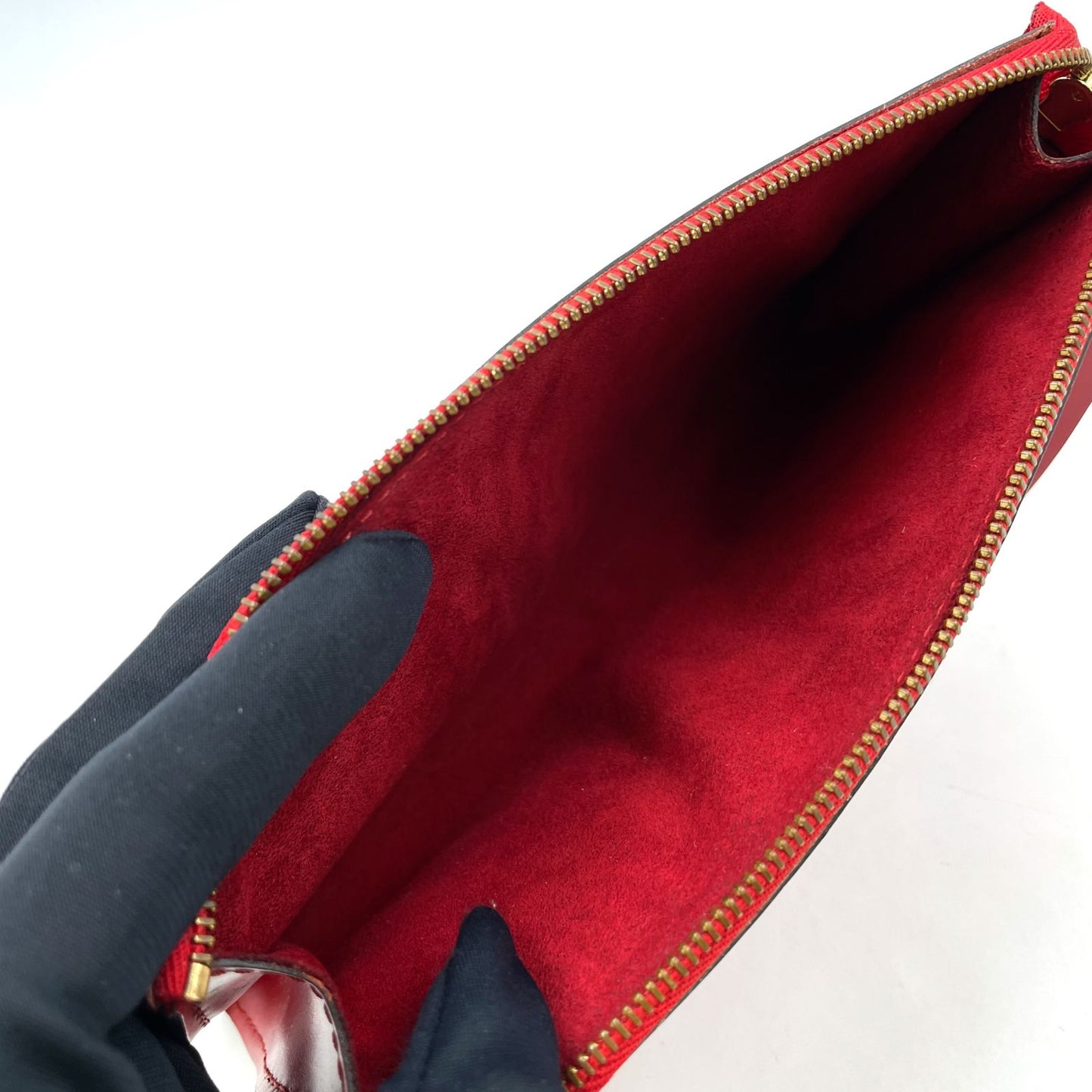 Louis Vuitton Pochette Accessoire Epi Castilian Red Leather Handbag Gold — view 3