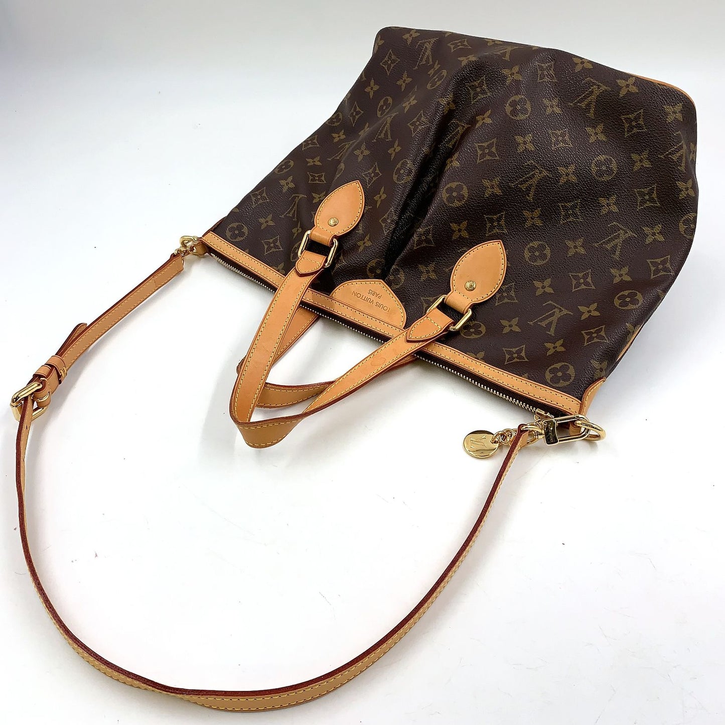 Louis Vuitton Palermo PM Monogram Leather Brown Light Handbag Gold — view 5