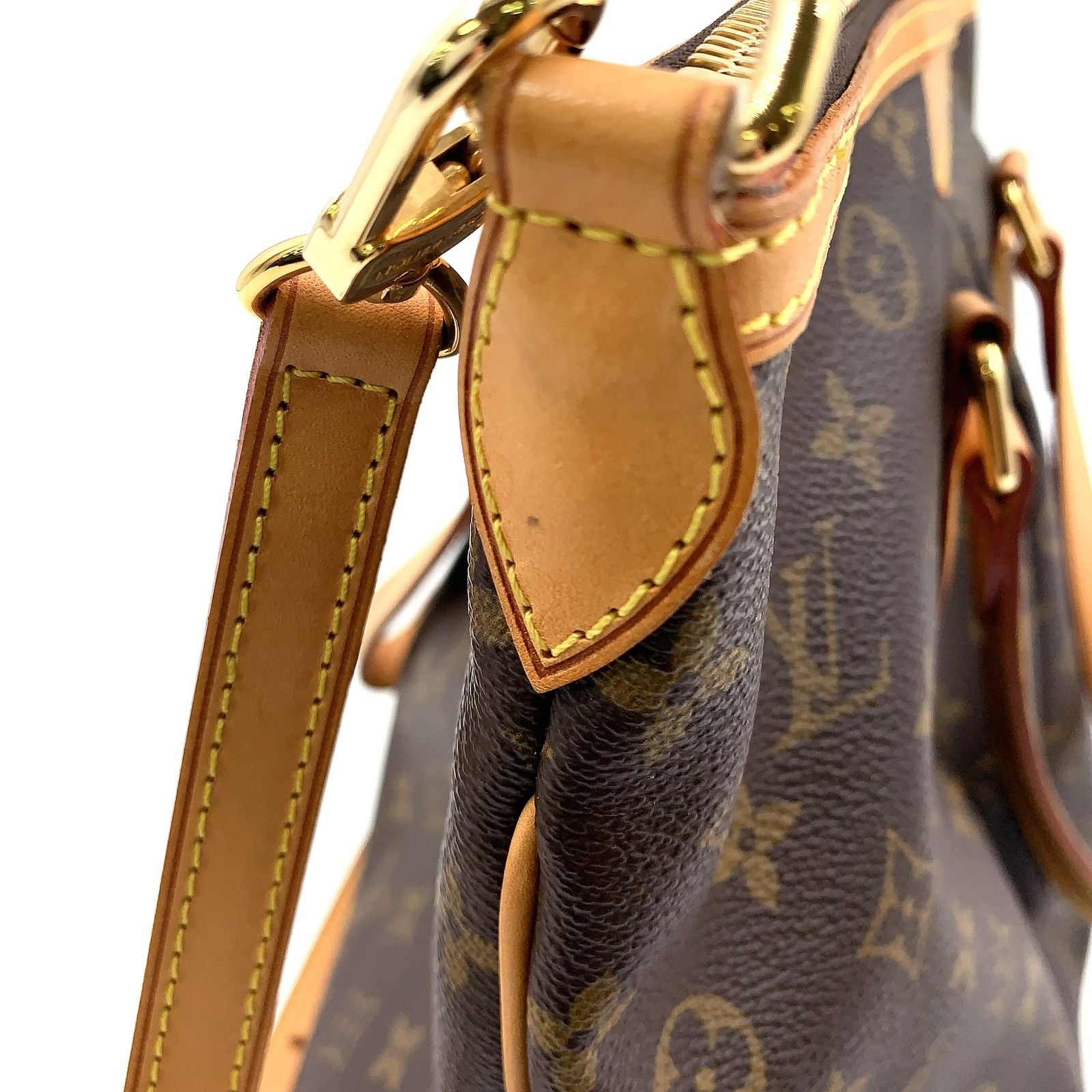 Louis Vuitton Palermo PM Monogram Leather Brown Light Handbag Gold — view 8