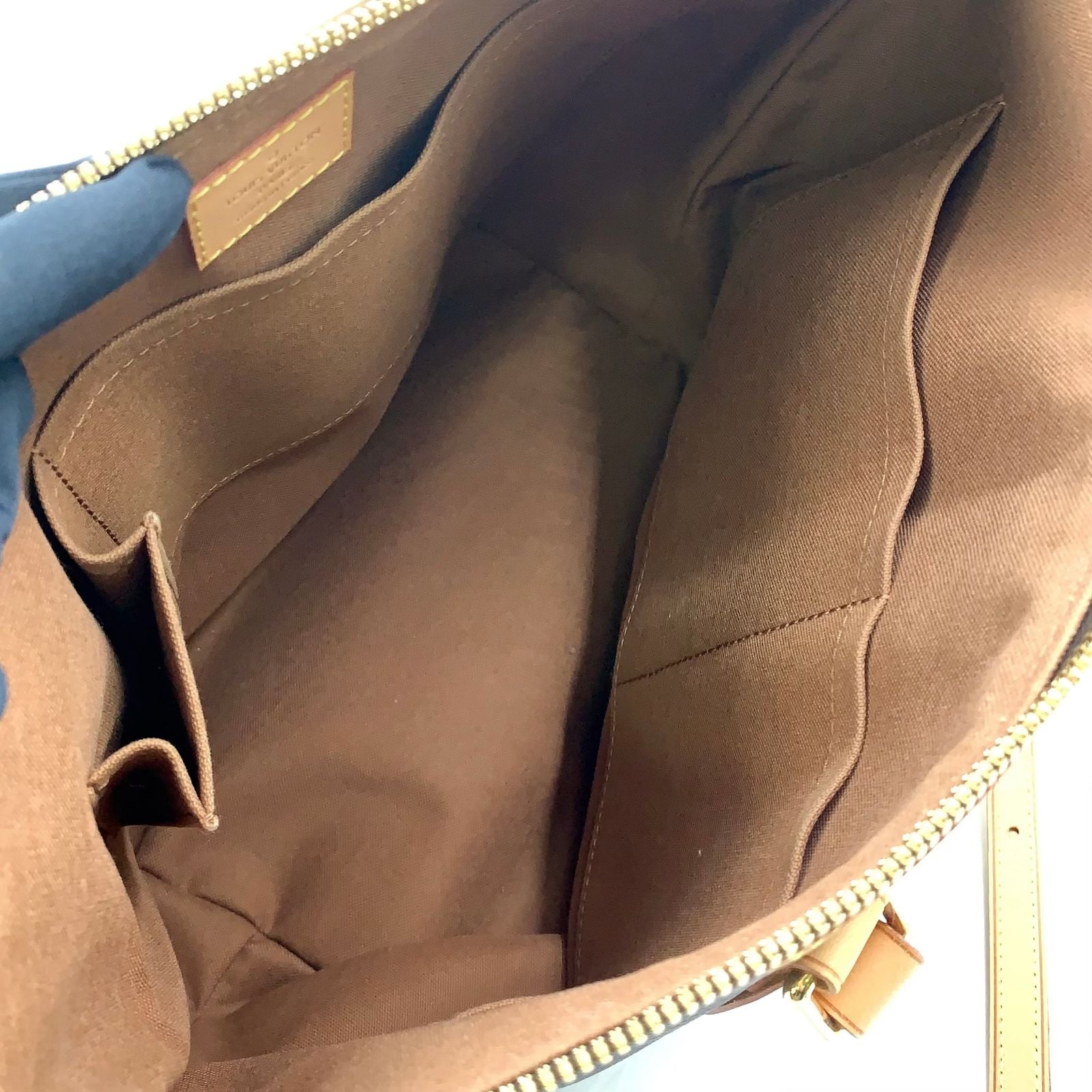 Louis Vuitton Palermo PM Monogram Leather Brown Light Handbag Gold — view 3