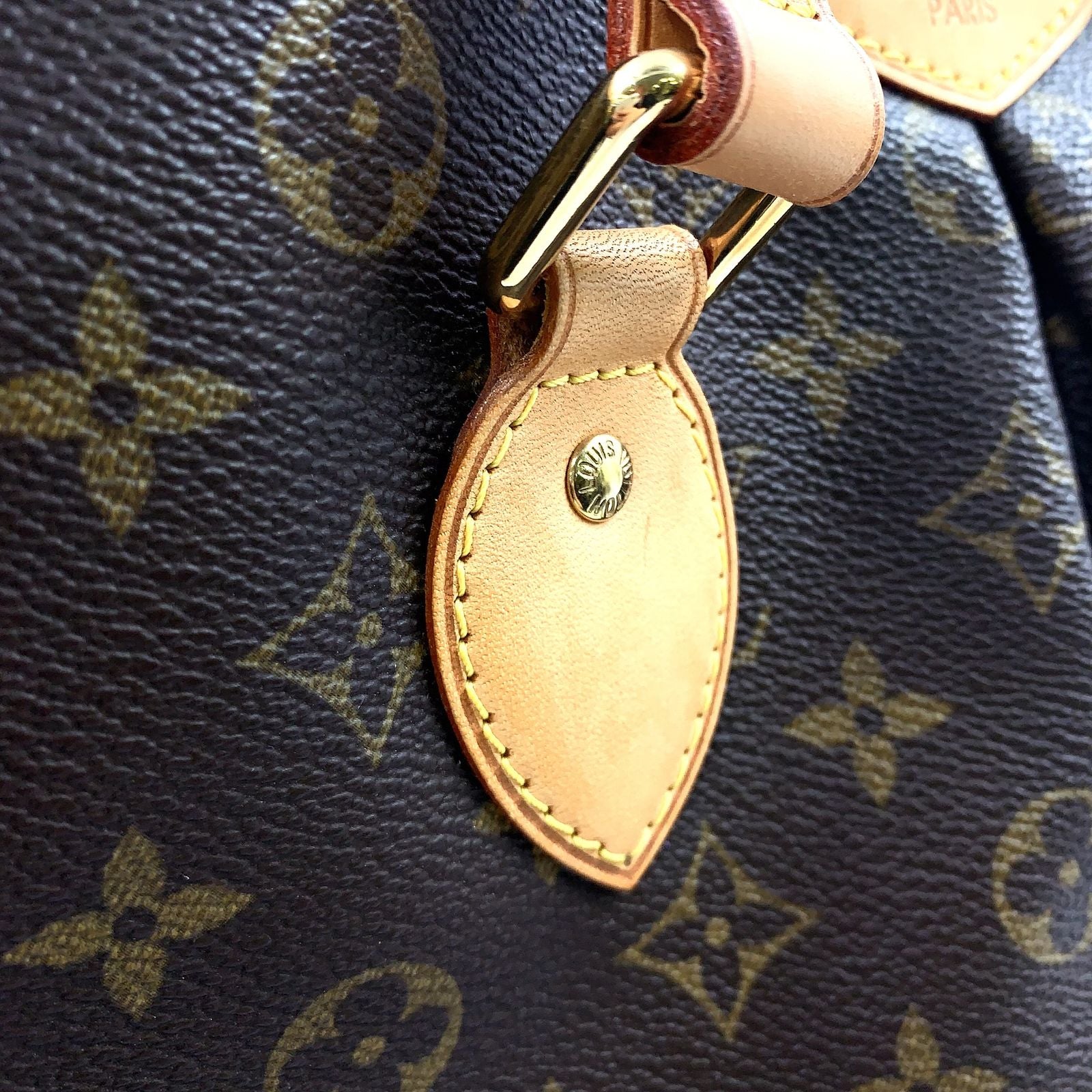 Louis Vuitton Palermo PM Monogram Leather Brown Light Handbag Gold — view 7