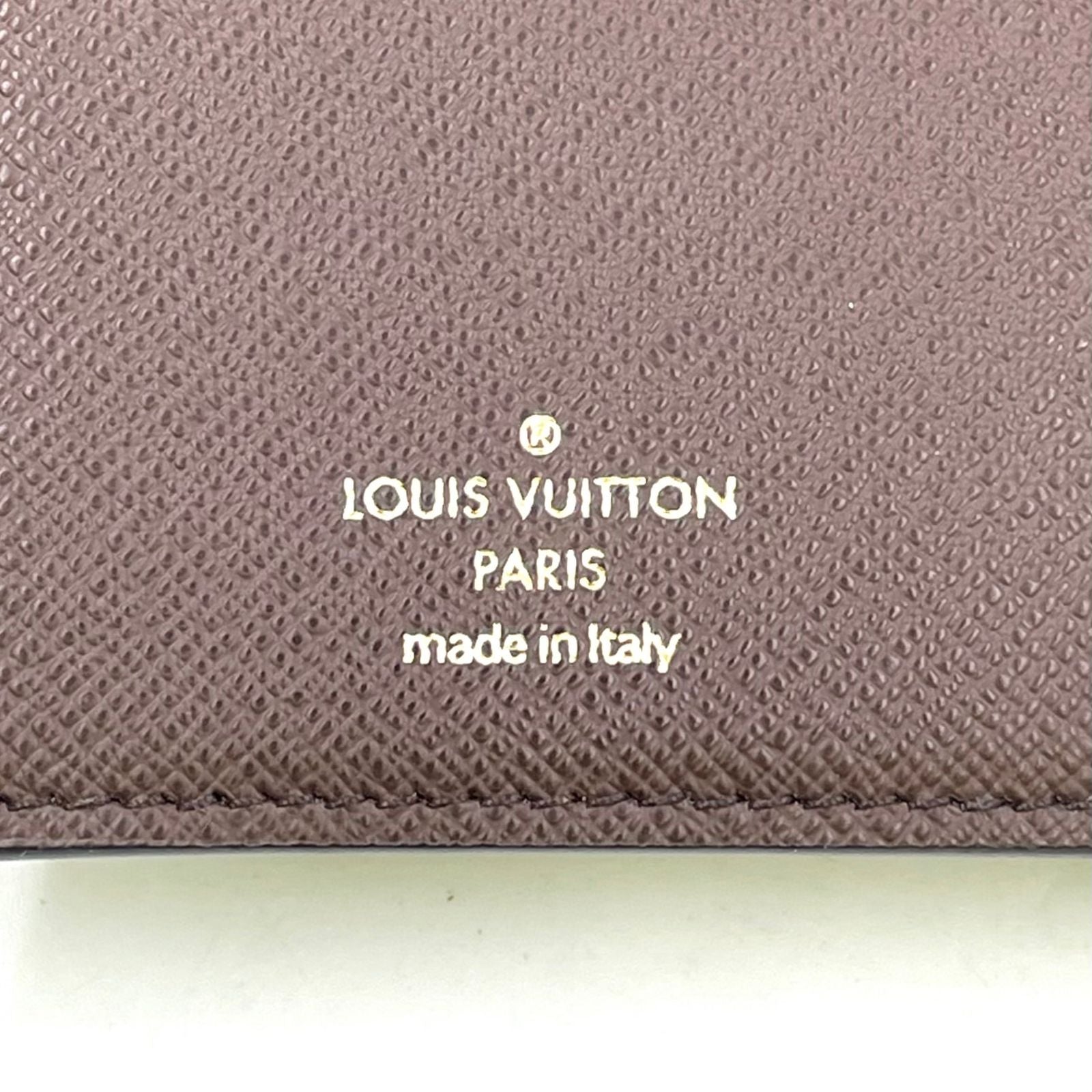 Louis Vuitton Portefeuille Normandy Damier Bifold Leather Pink Brown Wallet Gold — view 4