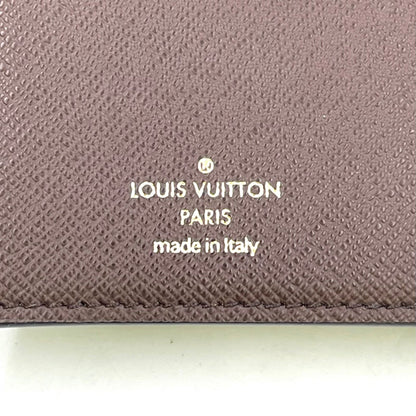 Louis Vuitton Portefeuille Normandy Damier Bifold Leather Pink Brown Wallet Gold — view 4