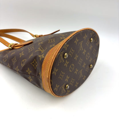 Louis Vuitton Bucket PM Monogram Leather Brown Shoulder Bag Gold — view 9