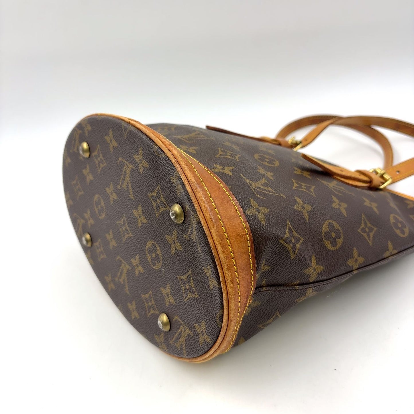 Louis Vuitton Bucket PM Monogram Leather Brown Shoulder Bag Gold — view 8