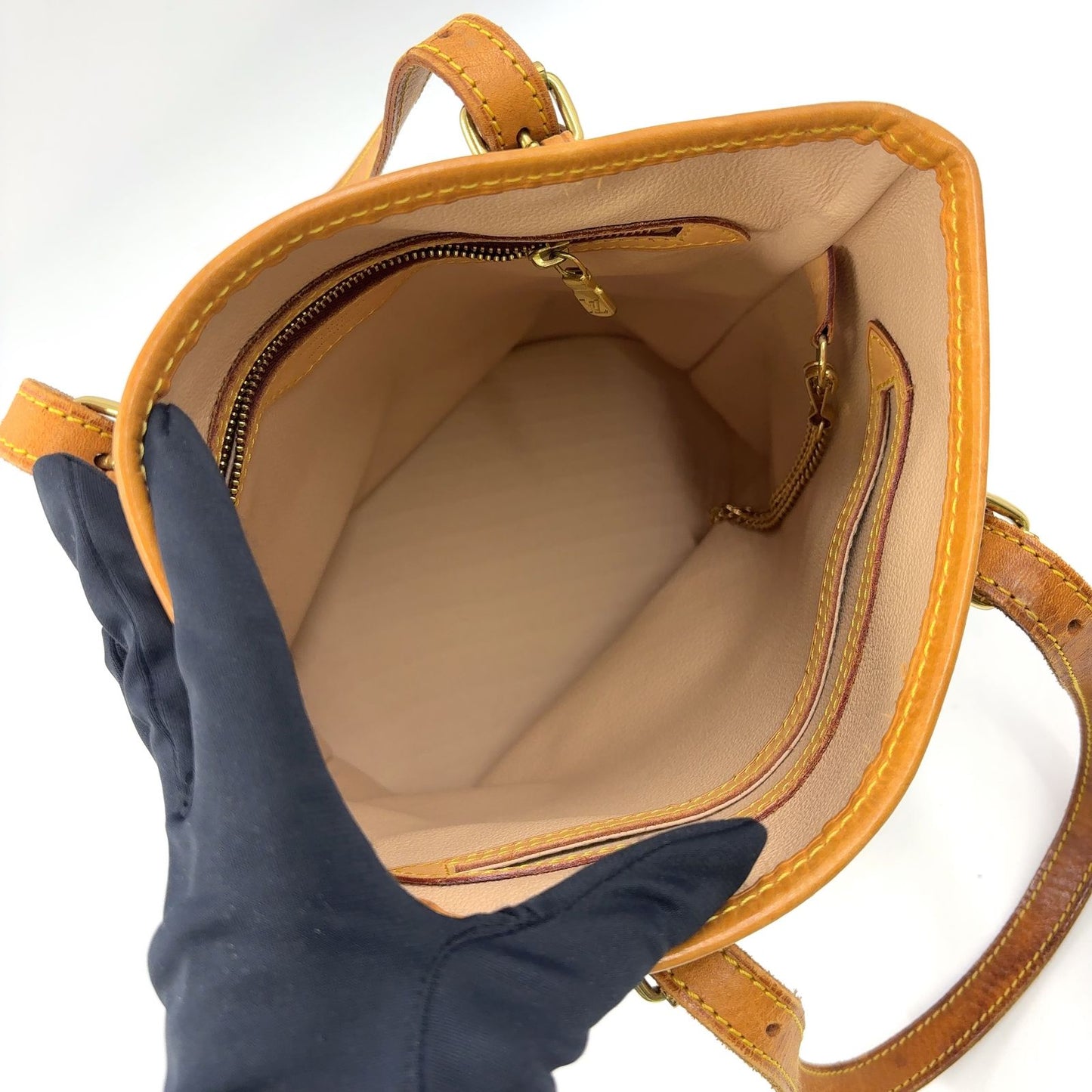 Louis Vuitton Bucket PM Monogram Leather Brown Shoulder Bag Gold — view 3