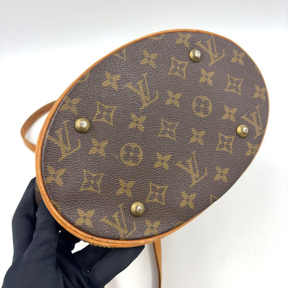 Louis Vuitton Bucket PM Monogram Leather Brown Shoulder Bag Gold — view 7