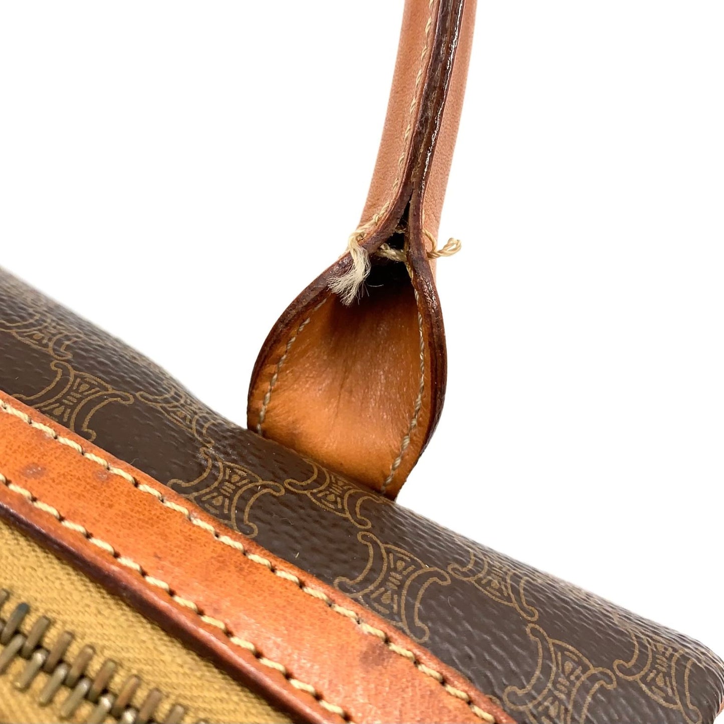Celine Macadam Pattern Mini Boston Leather Brown Light Handbag Gold — view 7
